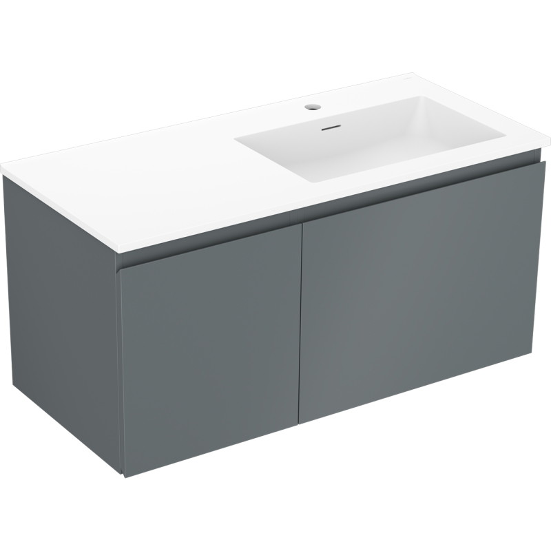 Mexen Orio bathroom cabinet 100 cm with right washbasin Otis, 1S, 1D, graphite matte/white matte - 91A13-10047-3-BBFF66-W18P01