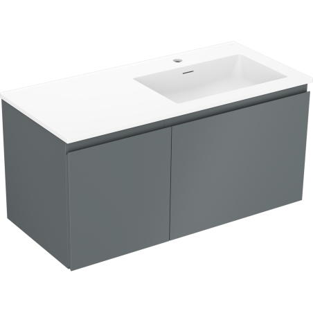 Mexen Orio bathroom cabinet 100 cm with Otis sink right, 1S, 1D, matte graphite/white matte - 91A13-10047-3-BBFF66-W18P01