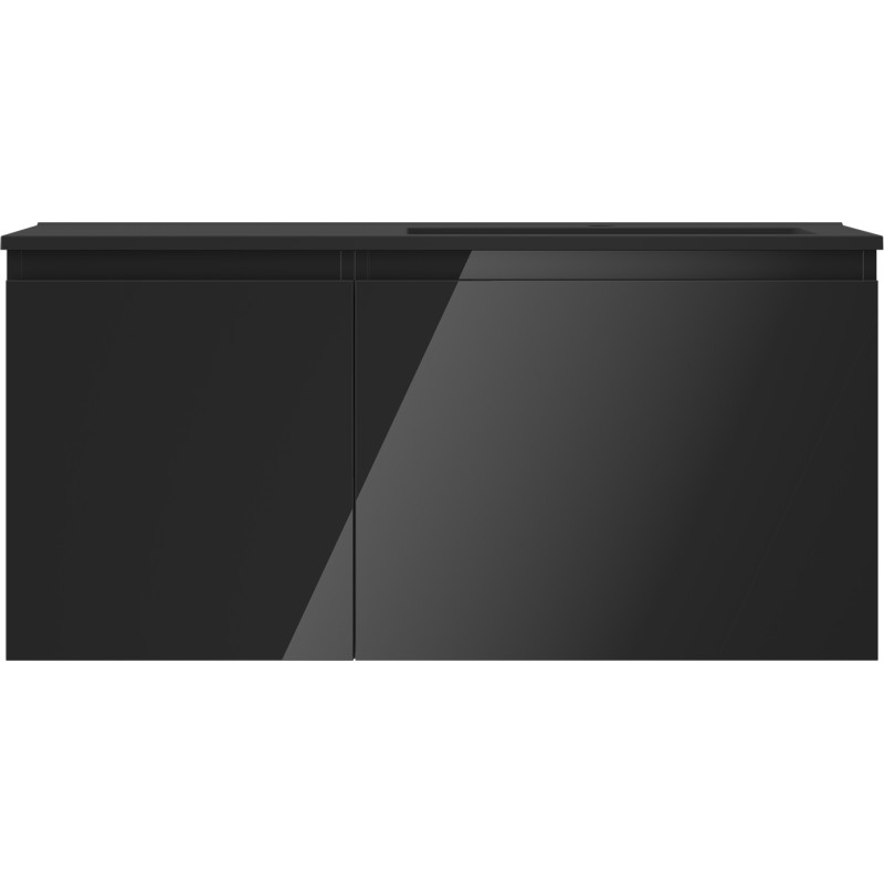 Mexen Orio 100 cm Bathroom Cabinet with Otis Sink Right, 1S, 1D, Black Gloss/Black Matte - 91A13-10047-3-BBFF70-W18P71
