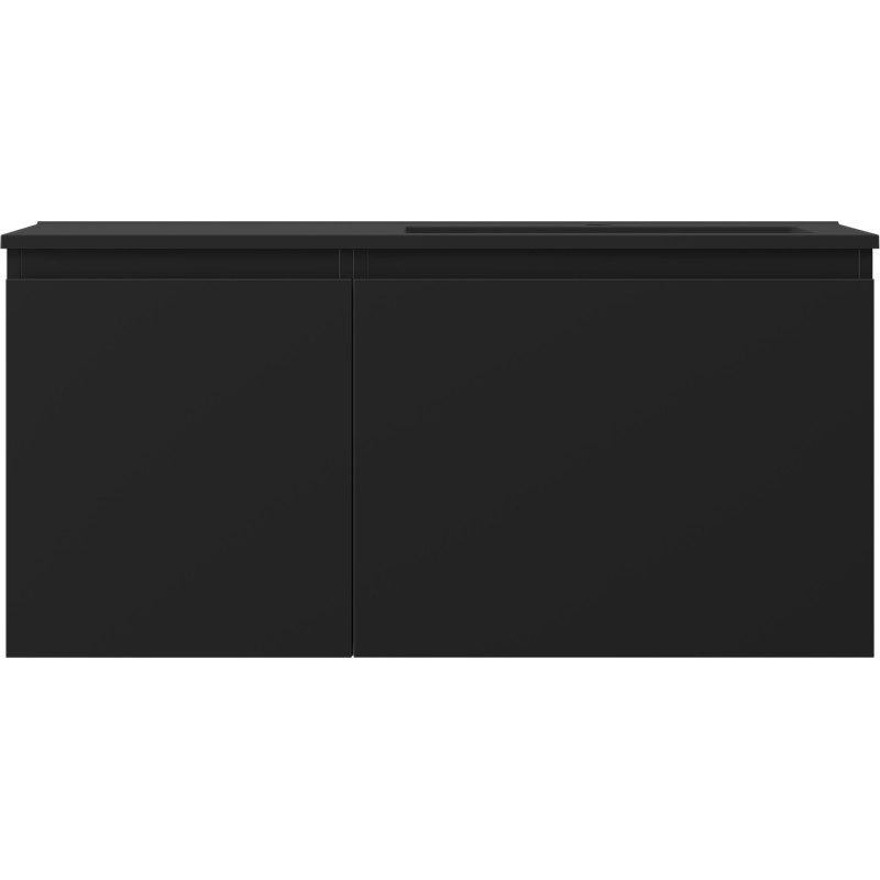 Mexen Orio 100 cm bathroom cabinet with right Otis sink, 1D, 1S, black matte - 91A13-10047-3-BBFF71-W18P71