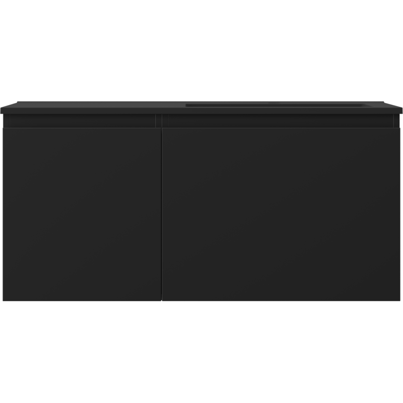 Mexen Orio bathroom cabinet 100 cm with Otis right-sided sink, 1 drawer, 1 door, black matte - 91A13-10047-3-BBFF71-W18P71