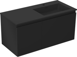 Mexen Orio bathroom cabinet 100 cm with Otis right-sided sink, 1 drawer, 1 door, black matte - 91A13-10047-3-BBFF71-W18P71