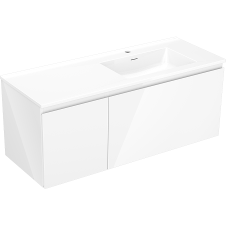 Mexen Orio bathroom cabinet 120 cm with Otis sink right, 1S, 1D, white gloss - 91A13-12047-3-BBFF00-W18P00