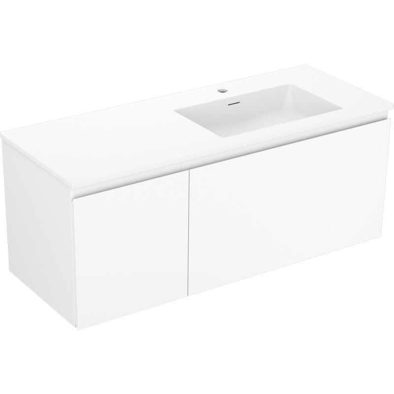 Mexen Orio bathroom cabinet 120 cm with Otis sink on the right, 1S, 1D, white matte - 91A13-12047-3-BBFF01-W18P01