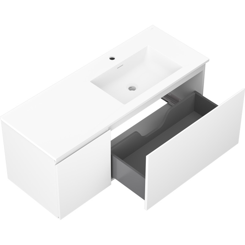 Mexen Orio bathroom cabinet 120 cm with Otis sink on the right, 1S, 1D, white matte - 91A13-12047-3-BBFF01-W18P01