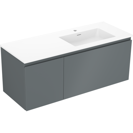 Mexen Orio bathroom cabinet 120 cm with Otis right sink, 1S, 1D, graphite matte/white matte - 91A13-12047-3-BBFF66-W18P01