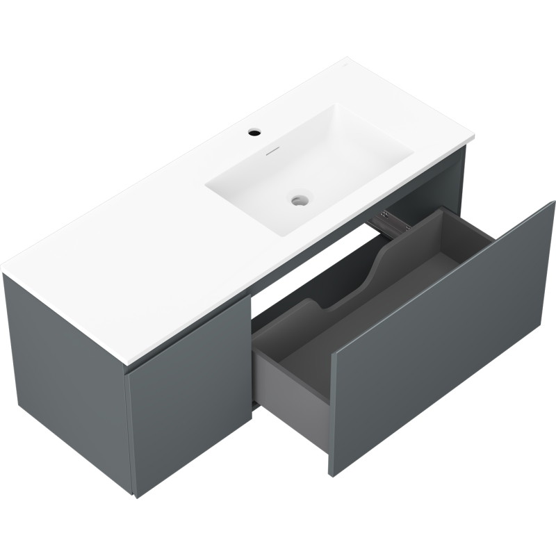 Mexen Orio 120 cm Bathroom Cabinet with Otis Right Sink, 1S, 1D, Matte Graphite/Matte White - 91A13-12047-3-BBFF66-W18P01