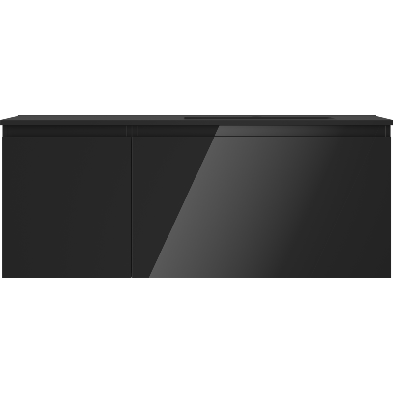 Mexen Orio bathroom cabinet 120 cm with Otis right sink, 1S, 1D, black gloss/black matte - 91A13-12047-3-BBFF70-W18P71