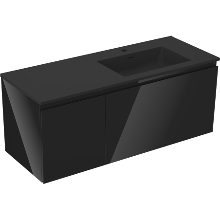 Mexen Orio bathroom cabinet 120 cm with Otis right sink, 1S, 1D, black gloss/black matte - 91A13-12047-3-BBFF70-W18P71