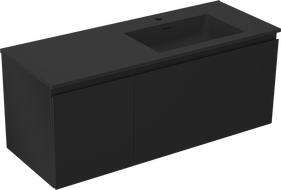 Mexen Orio 120 cm bathroom cabinet with Otis sink right, 1S, 1D, black matte - 91A13-12047-3-BBFF71-W18P71