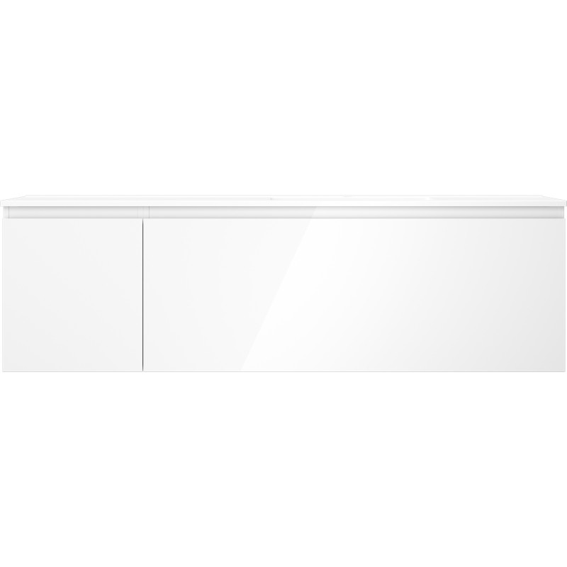Mexen Orio 160 cm bathroom cabinet with Otis right sink, 1S, 1D, white gloss - 91A13-16047-3-BBFF00-W18P00