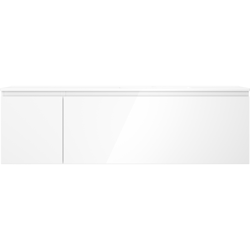 Mexen Orio bathroom cabinet 160 cm with Otis right washbasin, 1S, 1D, white gloss - 91A13-16047-3-BBFF00-W18P00