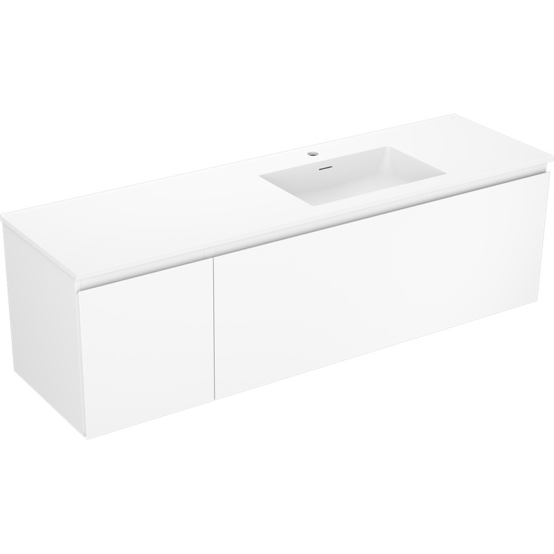 Mexen Orio 160 cm bathroom cabinet with right Otis sink, 1S, 1D, white matte - 91A13-16047-3-BBFF01-W18P01