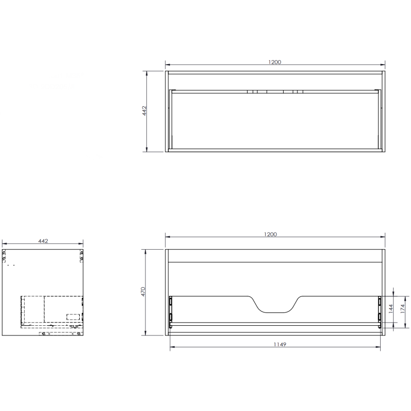 Mexen Orio bathroom cabinet 160 cm with right Otis sink, 1S, 1D, gray matte/white matte - 91A13-16047-3-BBFF62-W18P01