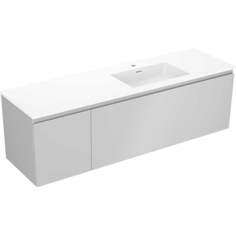 Mexen Orio bathroom cabinet 160 cm with Otis right sink, 1S, 1D, gray matte/white matte - 91A13-16047-3-BBFF62-W18P01