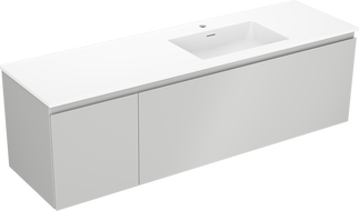 Mexen Orio bathroom cabinet 160 cm with right Otis sink, 1S, 1D, gray matte/white matte - 91A13-16047-3-BBFF62-W18P01