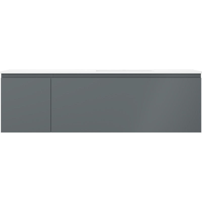 Mexen Orio 160 cm bathroom cabinet with right-side Otis sink, 1 drawer, 1 door, matte graphite/white matte
