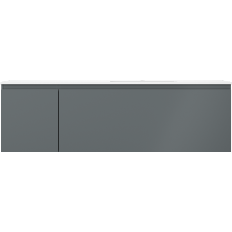 Mexen Orio bathroom cabinet 160 cm with Otis right sink, 1S, 1D, matte graphite/white matte - 91A13-16047-3-BBFF66-W18P01
