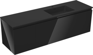 Mexen Orio 160 cm bathroom cabinet with right sink Otis, 1S, 1D, black gloss/black matte - 91A13-16047-3-BBFF70-W18P71