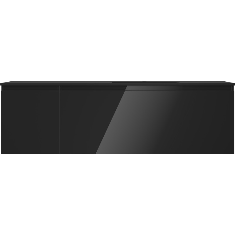 Mexen Orio 160 cm bathroom cabinet with right sink Otis, 1S, 1D, black gloss/black matte - 91A13-16047-3-BBFF70-W18P71