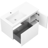 Mexen Rivel 90 cm Bathroom Cabinet with Otis Left Sink, 1S, 1D, Fluted, White Matte - 91A23-09047-3-BBFF01-W18L01