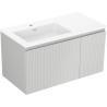 Mexen Rivel 90 cm bathroom cabinet with Otis left sink, 1S, 1D, grooved, gray matte/white matte - 91A23-09047-3-BBFF62-W18L01