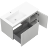Mexen Rivel 90 cm bathroom cabinet with Otis left sink, 1S, 1D, grooved, gray matte/white matte - 91A23-09047-3-BBFF62-W18L01