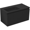 Mexen Rivel bathroom cabinet 90 cm with left Otis sink, 1S, 1D, grooved, black matte - 91A23-09047-3-BBFF71-W18L71