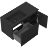 Mexen Rivel bathroom cabinet 90 cm with left Otis sink, 1S, 1D, grooved, black matte - 91A23-09047-3-BBFF71-W18L71