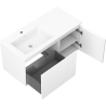 Mexen Rivel 100 cm bathroom cabinet with Otis left sink, 1S, 1D, grooved, white matte - 91A23-10047-3-BBFF01-W18L01