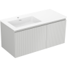 Mexen Rivel 100 cm Bathroom Cabinet with Left Otis Sink, 1S, 1D, Grooved, Gray Matte/White Matte - 91A23-10047-3-BBFF62-W18L01