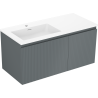 Mexen Rivel 100 cm bathroom cabinet with left Otis sink, 1S, 1D, grooved, matte graphite/white matte