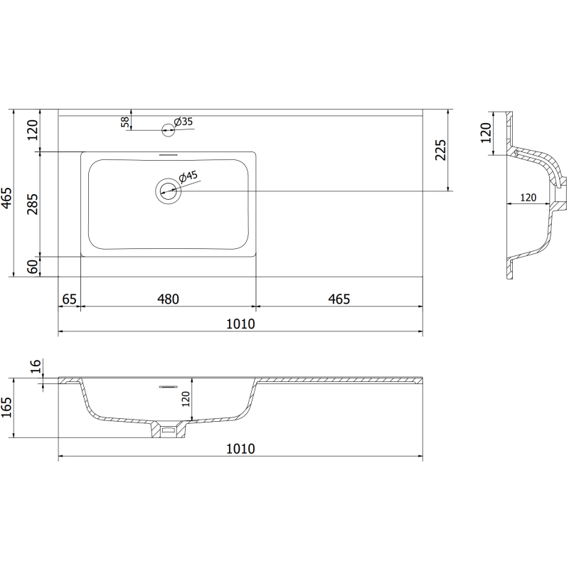Mexen Rivel bathroom cabinet 100 cm with Otis left washbasin, 1S, 1D, ribbed, black matte - 91A23-10047-3-BBFF71-W18L71