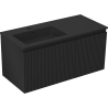 Mexen Rivel 100 cm bathroom cabinet with Otis left sink, 1S, 1D, grooved, black matte - 91A23-10047-3-BBFF71-W18L71