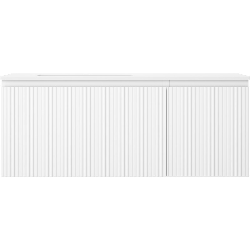 Mexen Rivel 120 cm bathroom cabinet with Otis left sink, 1S, 1D, grooved, white matte - 91A23-12047-3-BBFF01-W18L01