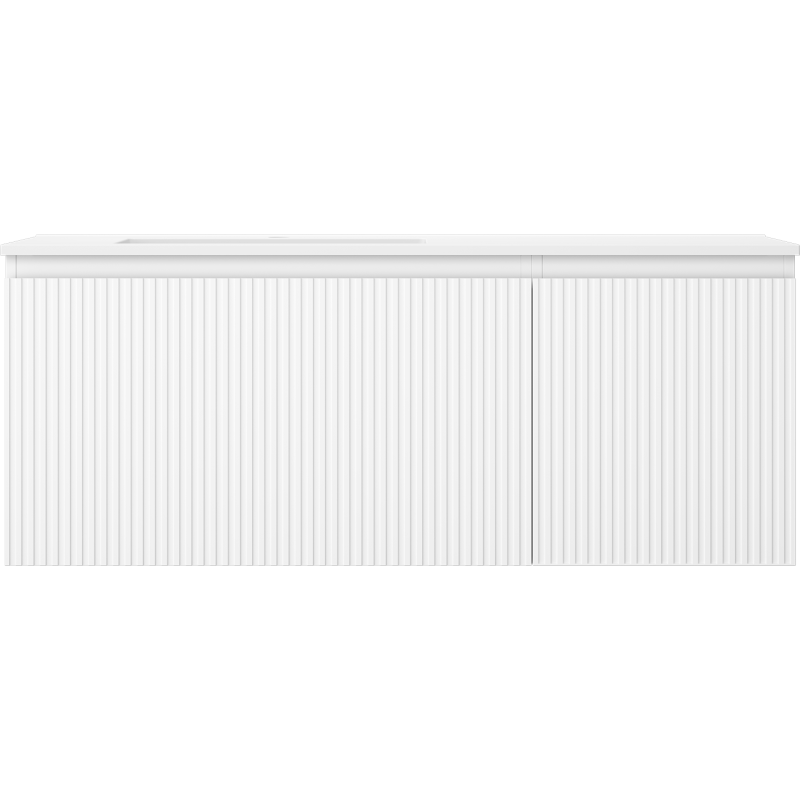 Mexen Rivel bathroom cabinet 120 cm with Otis left sink, 1S, 1D, grooved, white matte - 91A23-12047-3-BBFF01-W18L01