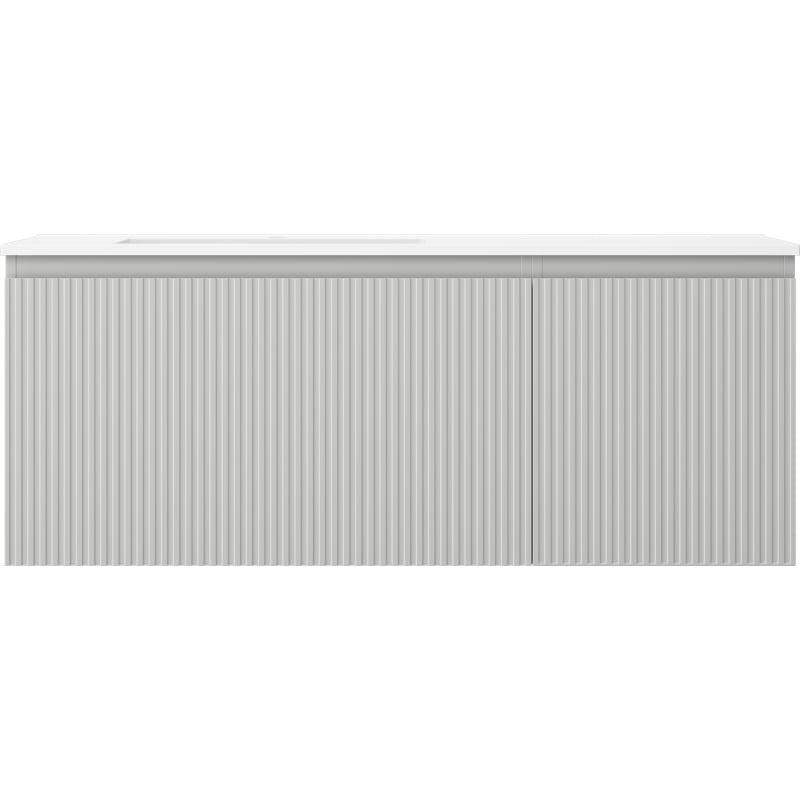 Mexen Rivel 120 cm Bathroom Cabinet with Left Sink Otis, 1 Drawer, 1 Door, Grooved, Gray Matte/White Matte