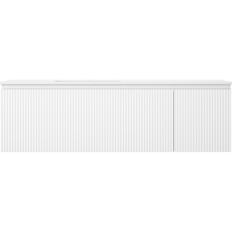 Mexen Rivel 160 cm bathroom cabinet with Otis left sink, 1S, 1D, fluted, white matte - 91A23-16047-3-BBFF01-W18L01