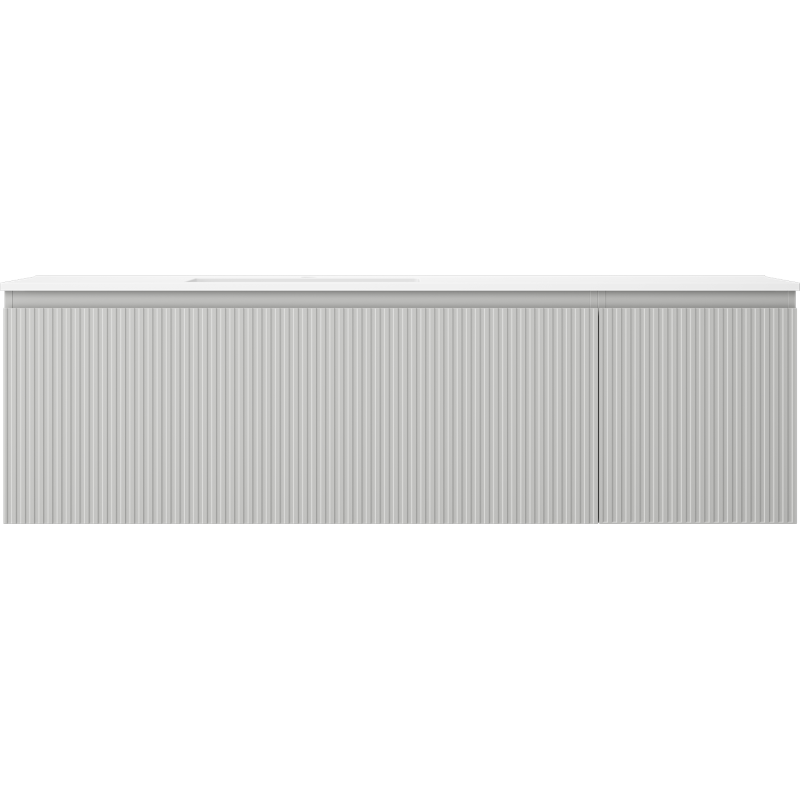 Mexen Rivel Bathroom Cabinet 160 cm with Otis Left Basin, 1S, 1D, Grooved, Gray Matte/White Matte - 91A23-16047-3-BBFF62-W18L01