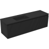 Mexen Rivel bathroom cabinet 160 cm with Otis left sink, 1S, 1D, fluted, black matte - 91A23-16047-3-BBFF71-W18L71