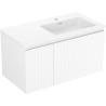 Mexen Rivel bathroom cabinet 90 cm with Otis right washbasin, 1S, 1D, fluted, matte white - 91A23-09047-3-BBFF01-W18P01