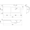 Mexen Rivel bathroom cabinet 90 cm with Otis sink right, 1S, 1D, grooved, matte gray/white matte - 91A23-09047-3-BBFF62-W18P01