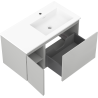 Mexen Rivel bathroom cabinet 90 cm with Otis sink right, 1S, 1D, grooved, matte gray/white matte - 91A23-09047-3-BBFF62-W18P01