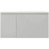 Mexen Rivel bathroom cabinet 90 cm with Otis sink right, 1S, 1D, grooved, matte gray/white matte - 91A23-09047-3-BBFF62-W18P01