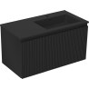 Mexen Rivel 90 cm Bathroom Cabinet with Otis Right Sink, 1 Drawer, 1 Door, Grooved, Matte Black - 91A23-09047-3-BBFF71-W18P71