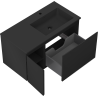 Mexen Rivel 90 cm Bathroom Cabinet with Otis Right Sink, 1 Drawer, 1 Door, Grooved, Matte Black - 91A23-09047-3-BBFF71-W18P71