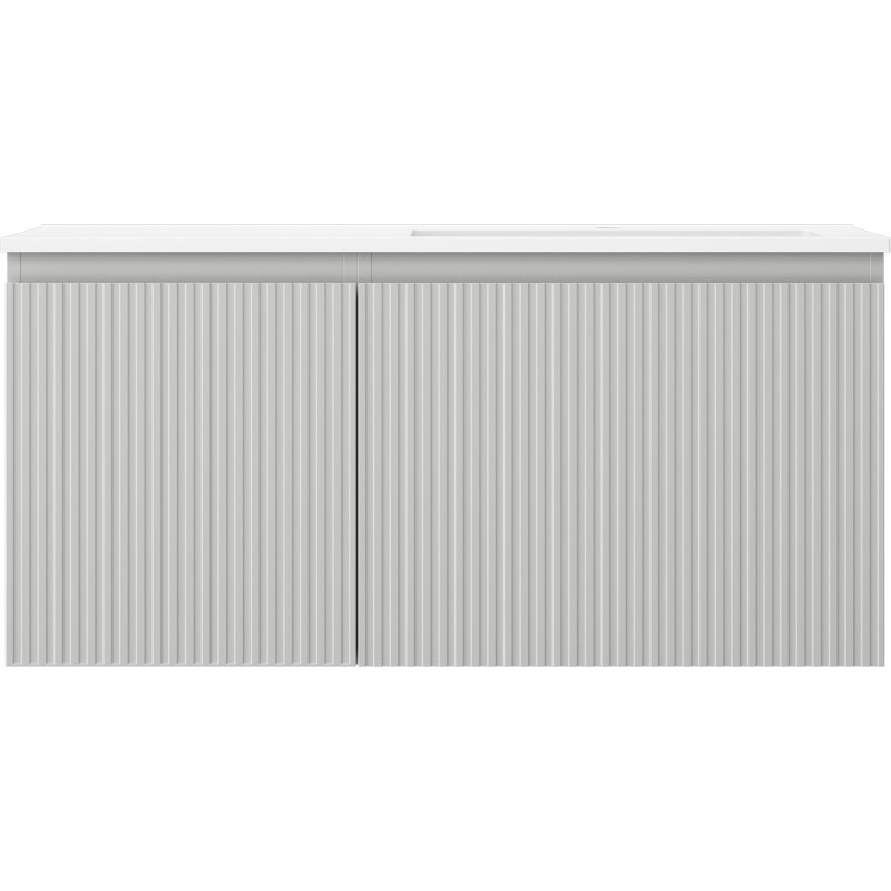 Mexen Rivel 100 cm Bathroom Cabinet with Otis Sink Right, 1S, 1D, Grooved, Gray Matte/White Matte - 91A23-10047-3-BBFF62-W18P01
