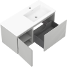 Mexen Rivel 100 cm Bathroom Cabinet with Otis Sink Right, 1S, 1D, Grooved, Gray Matte/White Matte - 91A23-10047-3-BBFF62-W18P01