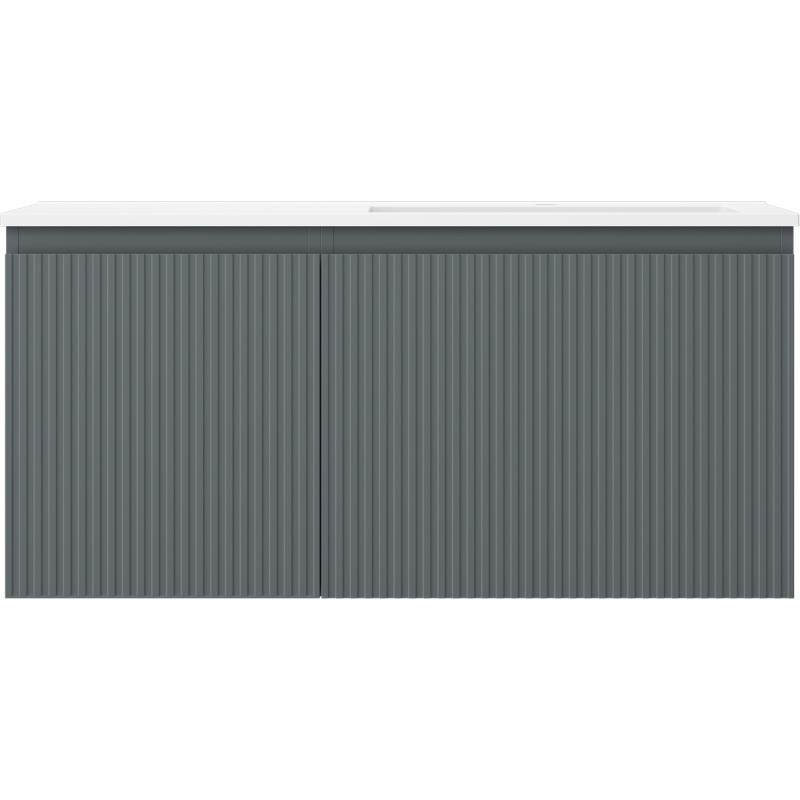 Mexen Rivel 100 cm bathroom cabinet with Otis right basin, 1S, 1D, grooved, graphite/white matte - 91A23-10047-3-BBFF66-W18P01