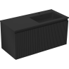 Mexen Rivel bathroom cabinet 100 cm with Otis sink on the right, 1S, 1D, grooved, black matte - 91A23-10047-3-BBFF71-W18P71